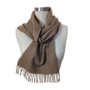 Christian Dior Wool Cashmere Vintage Tan Beige Scarf Vintage WPL Soft Fringe
